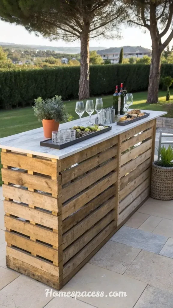 Trendy Outdoor Bar Ideas for Modern Patio Makeovers 3 Rustic Wood Pallet Outdoor Bar