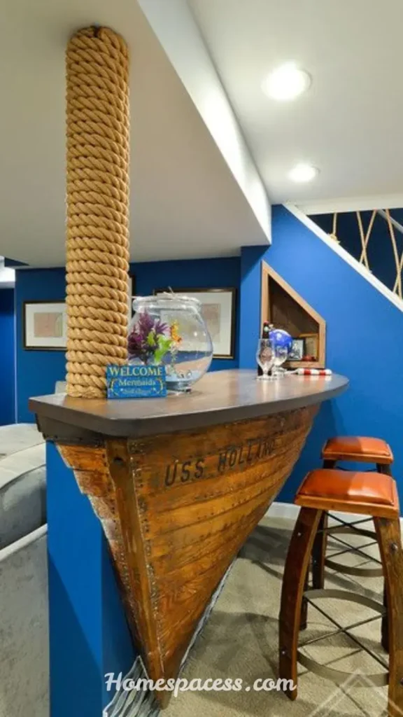 Cozy Basement Bar Ideas for the Perfect Entertainment Space 11 Nautical or Tiki Bar