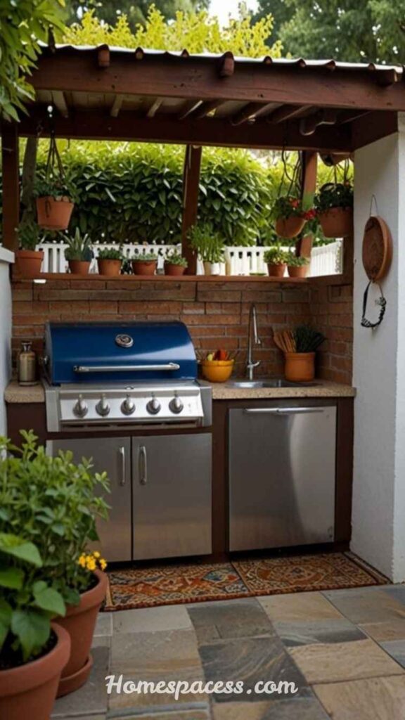 Simple Outdoor Kitchen Ideas for Easy Backyard Cooking Setup 5 Compact Galley-Style Outdoor Kitchen for Small Spaces