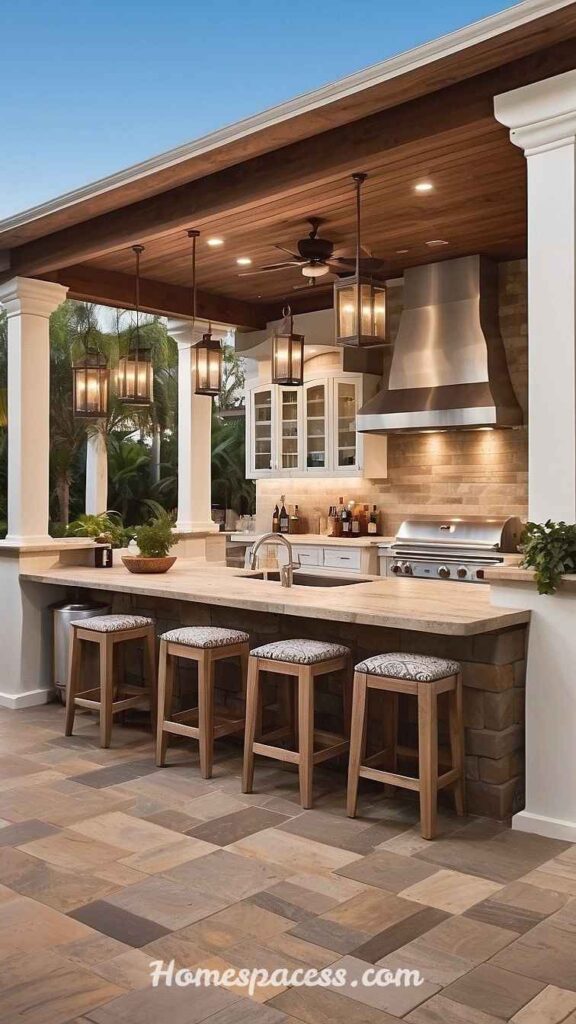 Simple Outdoor Kitchen Ideas for Easy Backyard Cooking Setup 8 Entertainment-First Outdoor Kitchen With an Outdoor Bar