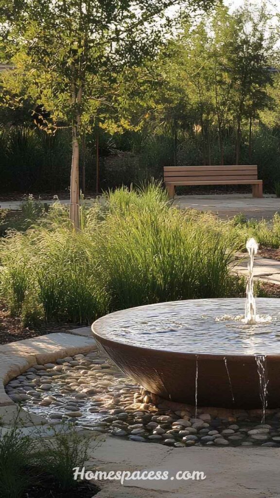 Outdoor Patio Ideas That Turn Any Backyard Into a Relaxing Escape 8 Add a Water Feature for Sensory Calm