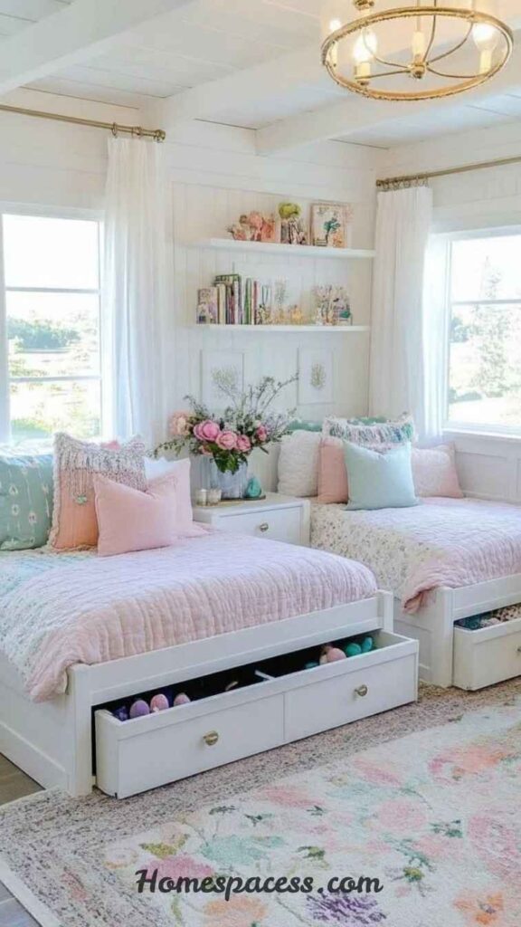 Creative Twin Bedroom Ideas with Modern Decor and Storage 3 Built-In Bunk Beds with Individual Storage Zones