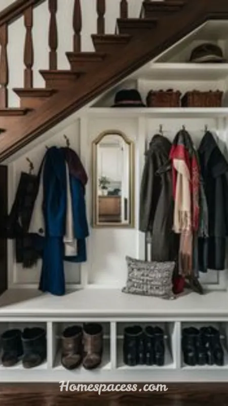 Under Stairs Storage Ideas: Smart Ways to Transform Wasted Space into Functional Storage 13 Cupboard with Integrated Coat and Hat Storage