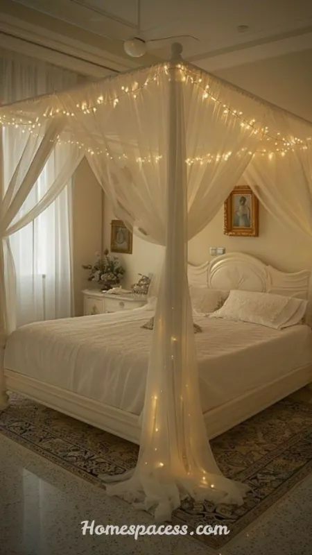Stunning Canopy Bed Ideas to Create a Dreamy Bedroom Retreat 4 Sheer Draped Canopy for a Romantic Bedroom