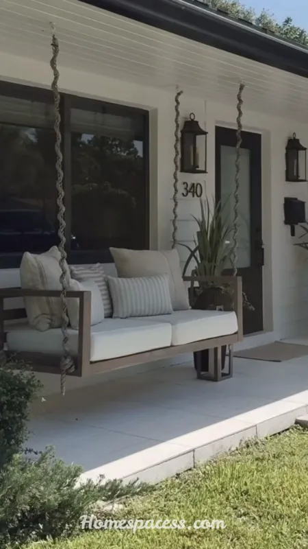 Front Door Entryway Ideas: Stunning Ways to Create a Welcoming Home Entrance 8 Add a Porch Swing or Outdoor Bench for Functional Charm