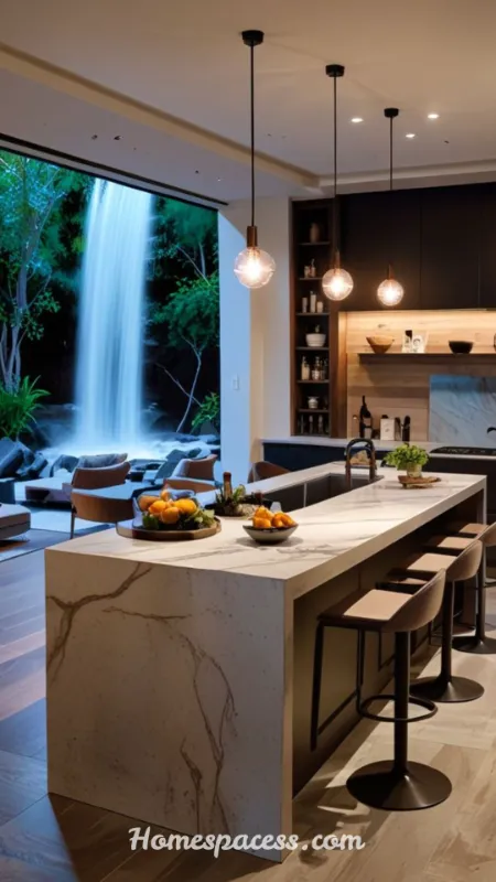 Island Kitchen Ideas: 13 Stunning Designs That Transform Your Kitchen in 2026 3 The Waterfall Island: Luxury That Speaks for Itself
