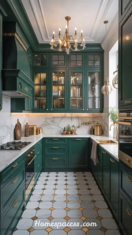 Colorful Kitchen Ideas: Bold Ways to Brighten Your Cooking Space 4 Emerald Green Accents: Where Luxury Meets Nature