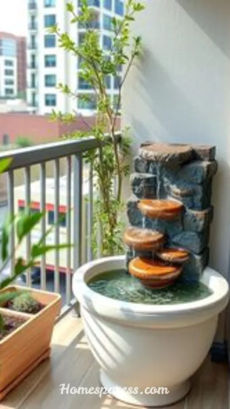 Apartment Balcony Ideas to Turn Your Tiny Outdoor Space Into a Cozy Retreat 9 Incorporate a Small Water Feature