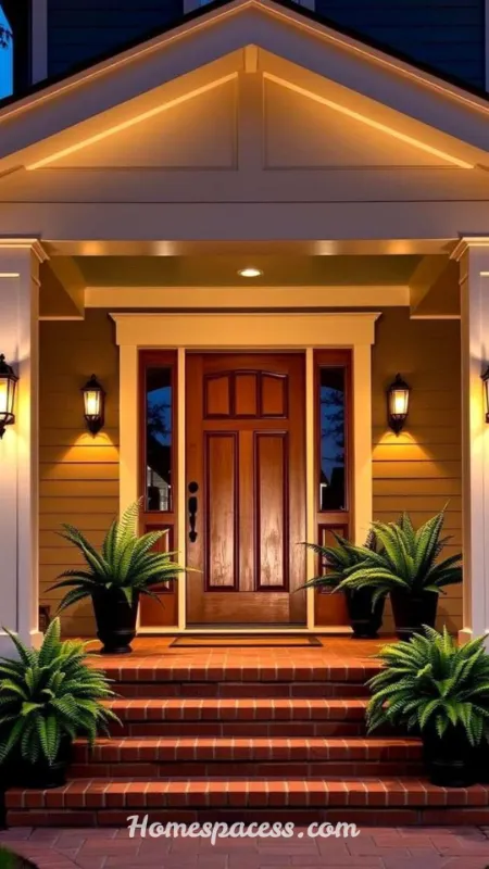 Front Door Entryway Ideas: Stunning Ways to Create a Welcoming Home Entrance 6 Install Layered Outdoor Lighting for Safety and Style