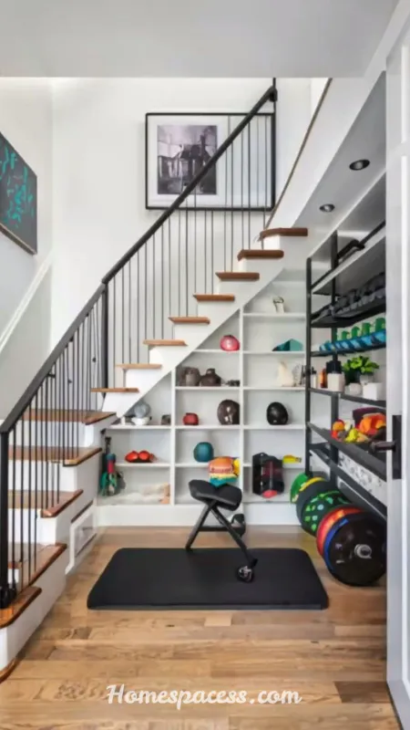 Under Stairs Storage Ideas: Smart Ways to Transform Wasted Space into Functional Storage 14 Integrated Home Gym Equipment Storage