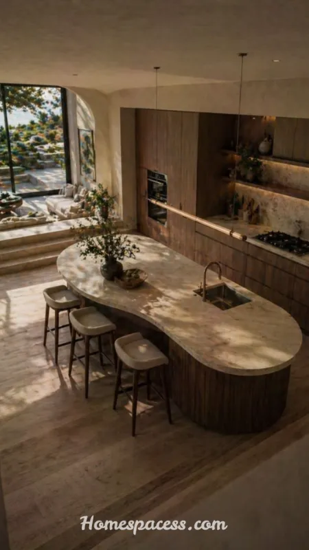Island Kitchen Ideas: 13 Stunning Designs That Transform Your Kitchen in 2026 12 The Curved Island: Breaking the Grid for Flow and Elegance