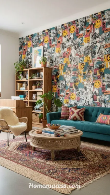 Colorful Living Room Ideas That Instantly Transform a Boring Space Into a Stunning One 11 Use Wallpaper for Maximum Color and Pattern Impact
