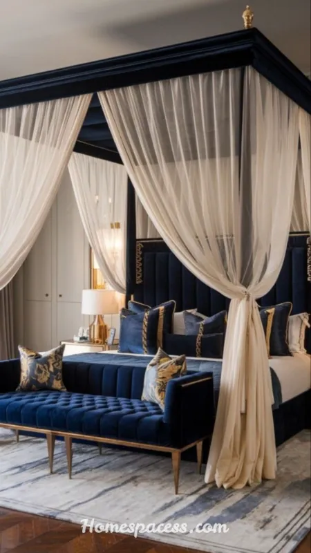 Stunning Canopy Bed Ideas to Create a Dreamy Bedroom Retreat 13 Velvet and Jewel-Tone Canopy Bed for Luxury Bedrooms