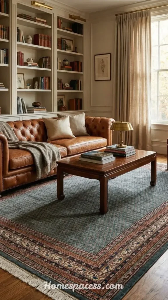 Smart Library Office Room Ideas to Design a Beautiful and Functional Reading Space 10 Layered Area Rugs to Define the Library Zone