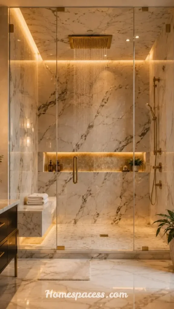 Luxury Bathroom Design Ideas You'll Want to Copy for a Stylish Home Makeover 5 Walk-In Rain Showers With Frameless Glass