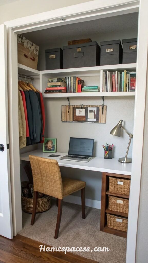 11 best Small Home Office Ideas That Interior Designers Swear By in 2026 5 Repurpose a Closet as a "Cloffice"