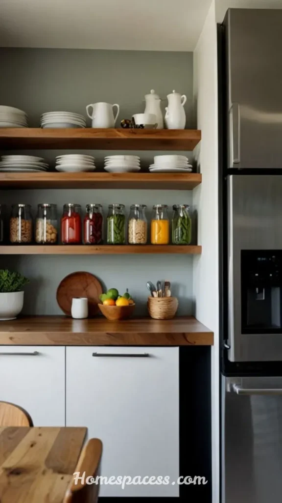 Tiny Kitchen Ideas That Add Storage, Style, and Better Organization 11 Add Open Shelving for Visual Breathing Room