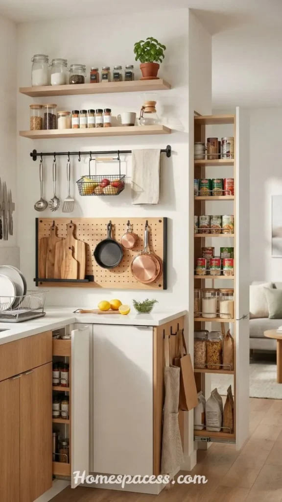 Tiny Kitchen Ideas That Add Storage, Style, and Better Organization 3 Install Vertical Storage to Reclaim Wall Space