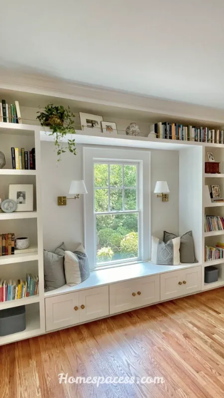 Small Library Room Ideas: Smart Ways to Build a Cozy Reading Space 5 Add a Built-In Window Seat With Hidden Storage
