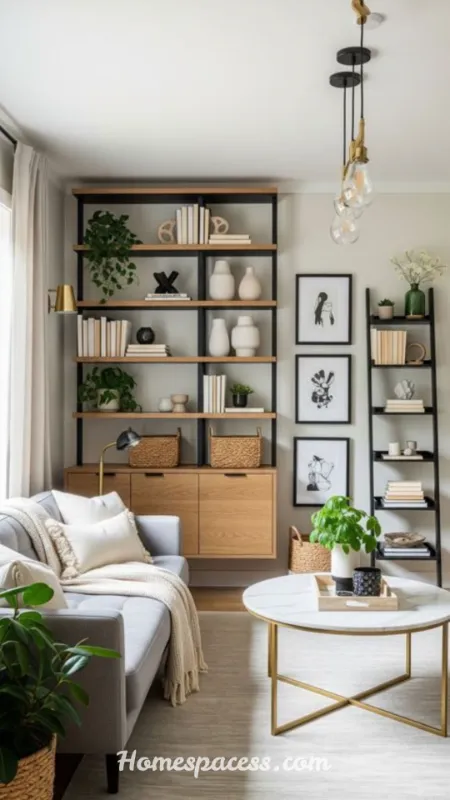 Small Living Room Decor Ideas: Smart Ways to Maximize Style and Space 5 Add Vertical Storage and Wall-Mounted Shelving