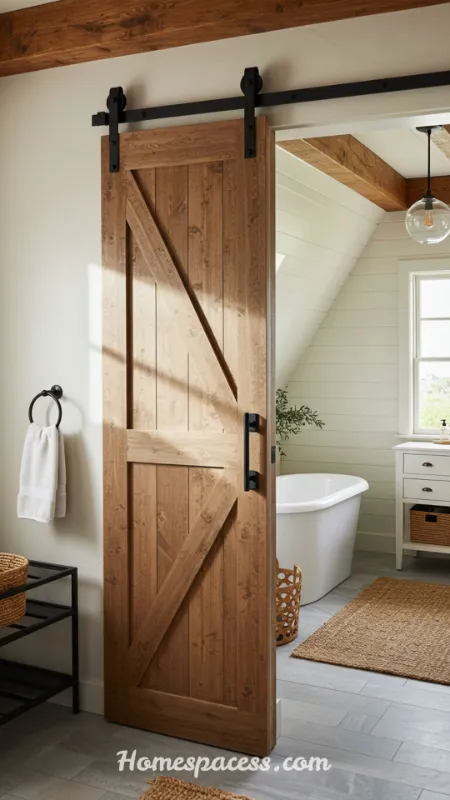 Farmhouse Bathroom Ideas: Rustic-Chic Designs for a Cozy, Timeless Retreat 5 Barn Door Dividers for Rustic Privacy