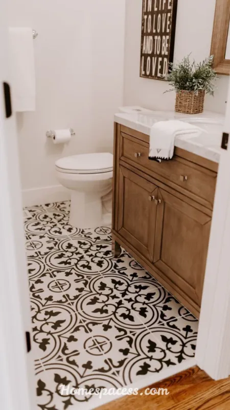 Guest Half Bathroom Ideas: Stylish Designs to Wow Every Visitor 7 Bold Patterned Tile on the Floor