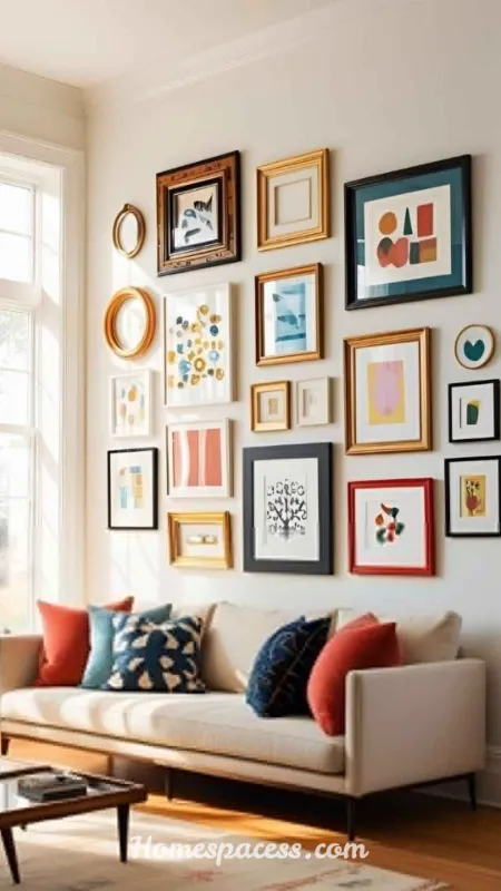 Living Room Wall Decor Ideas That Instantly Elevate Any Space 3 Build a Gallery Wall With Mixed Frame Sizes