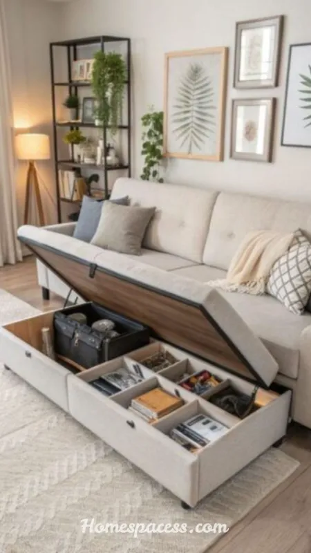 Small Living Room Decor Ideas: Smart Ways to Maximize Style and Space 3 Choose Multi-Functional Furniture with Hidden Storage