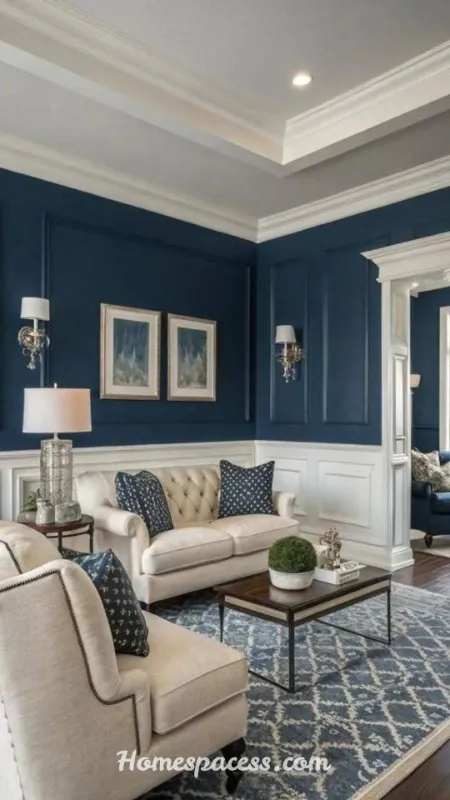 Living Room Paint Color Ideas: The Complete Guide 2026 6 Classic Navy Blue for Timeless Drama