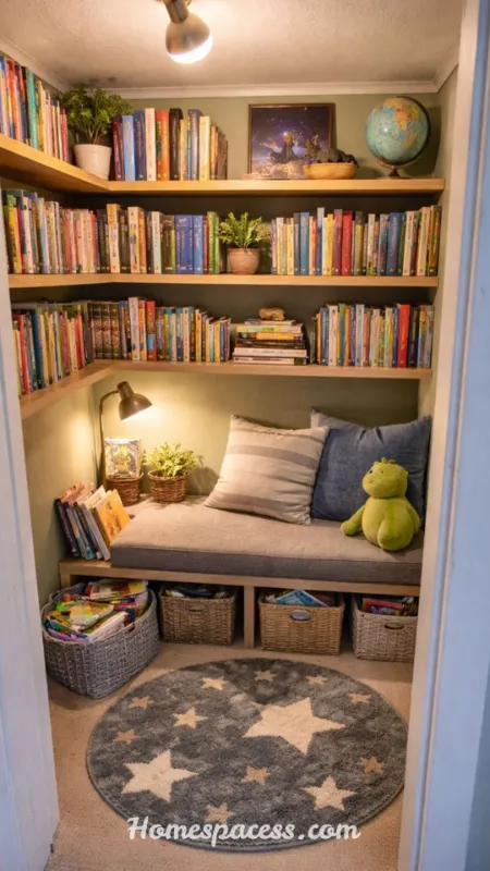 Small Library Room Ideas: Smart Ways to Build a Cozy Reading Space 7 Convert an Unused Closet Into a Micro Library