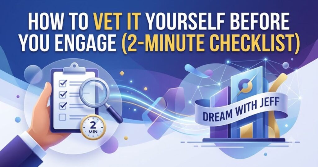 DreamWithJeff com: Review 2026 What the Site Actually Is (And Why the Internet Can't Agree) 3 How to Vet It Yourself Before You Engage (2-Minute Checklist)