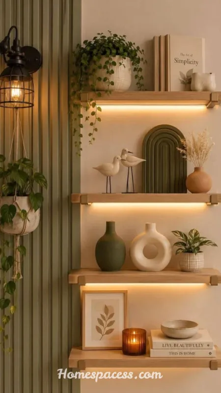 Living Room Wall Decor Ideas That Instantly Elevate Any Space 5 Install Floating Shelves for Layered Decor
