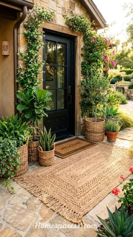 Front Door Decor Ideas to Instantly Boost Your Curb Appeal 4 Layered Doormats for Texture and Welcome