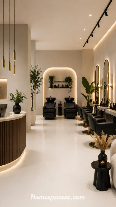 Luxury Salon Interior Design: The Complete Guide to Building a High-End Client Experience 3 Make the Reception Area Feel Like a Five-Star Hotel Lobby
