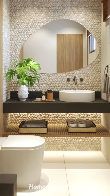 Guest Half Bathroom Ideas: Stylish Designs to Wow Every Visitor 11 Natural Materials: Wood, Stone, and Rattan Accents