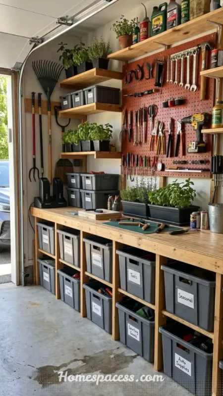 Workshop Design Ideas to Build a Smarter, Safer, and More Efficient Space 8 Overhead Storage for Seasonal and Bulky Items
