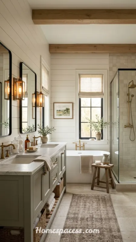 Farmhouse Bathroom Ideas: Rustic-Chic Designs for a Cozy, Timeless Retreat 3 Shiplap Walls for Farmhouse Bathroom Charm
