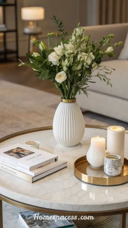 Round Coffee Table Decor Ideas to Instantly Elevate Your Living Room 7 Small Potted Greenery for a Natural Touch
