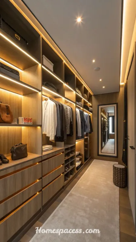 Small Walk-In Closet Ideas That Maximize Style and Storage 10 Statement Lighting to Expand Perceived Space