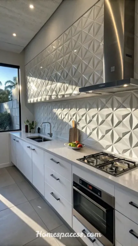 Kitchen Backsplash Ideas: Stunning Designs to Transform Your Kitchen in 2026 11 Textured 3D Tile Backsplash