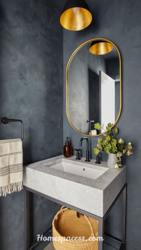 Guest Half Bathroom Ideas: Stylish Designs to Wow Every Visitor 6 Textured Limewash or Venetian Plaster Walls