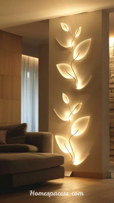 Living Room Wall Decor Ideas That Instantly Elevate Any Space 11 Use Lighting as Functional Wall Art