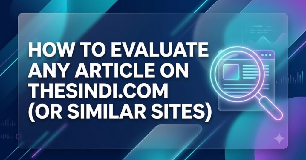 TheSindi com Review 2026: What It Really Is (and Isn't) Before You Trust It 3 How to Evaluate Any Article on TheSindi com (or Similar Sites)
