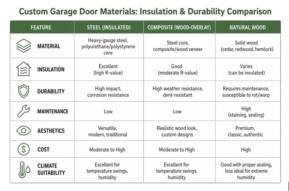 Enhancing Curb Appeal with Custom Garage Door Installation 2 Custom garage door materials