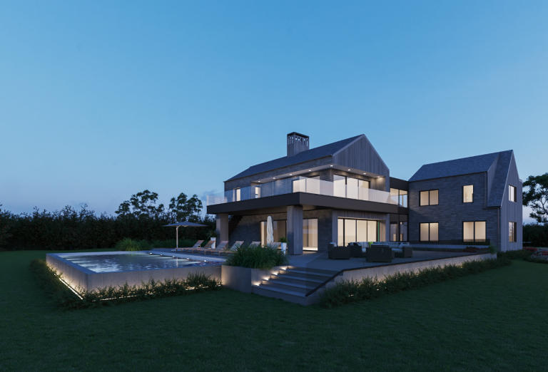 A beautiful house image in a evening